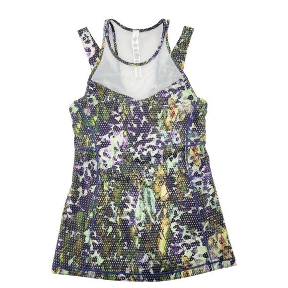 Lululemon Running In The City Tank | Size 4 | Floral Print | Mesh Racerback Top - Picture 3 of 9
